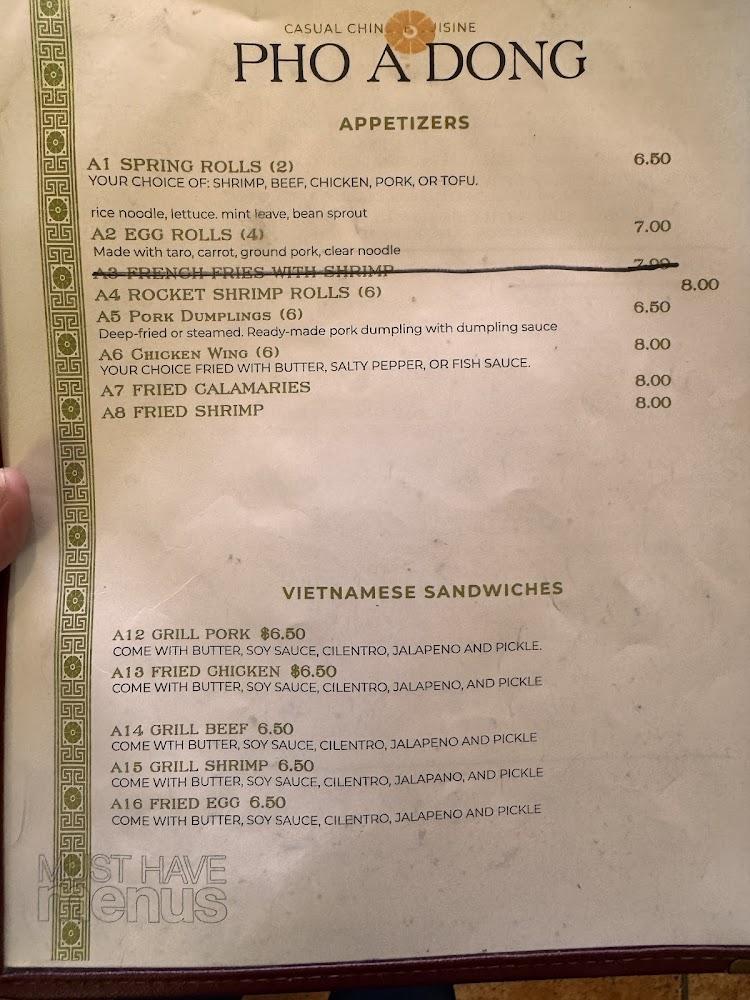 Pho A Dong Restaurant Menu image 3